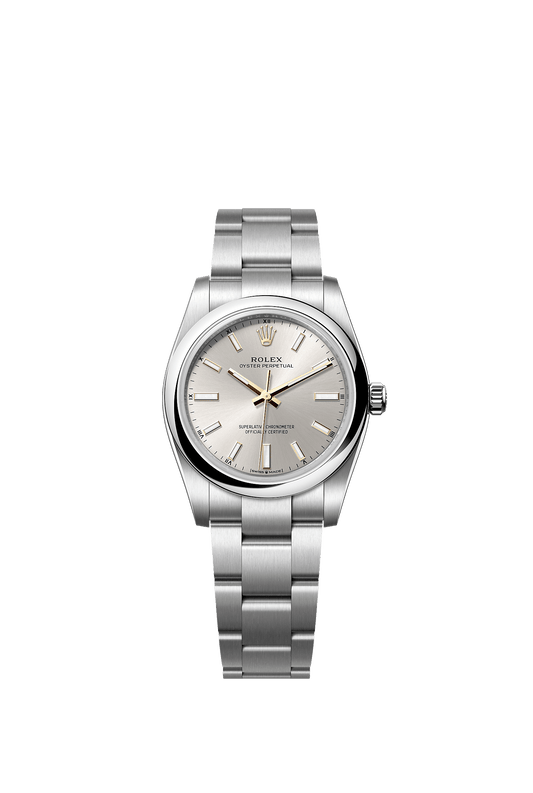 Oyster Perpetual 34 Oystersteel Silver Sunray Dial Oyster Bracelet 34mm Self-Winding Watch
