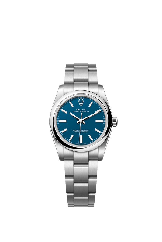 Oyster Perpetual 34 Oystersteel Med Blue Dial Oyster Bracelet 34mm Self-Winding Watch