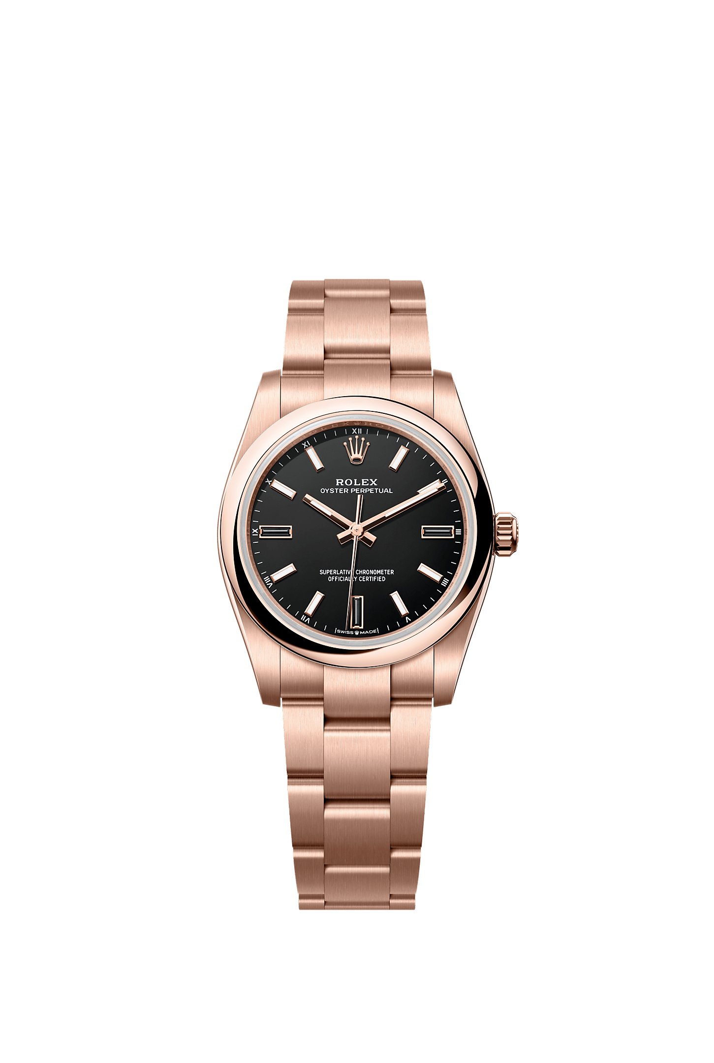 Oyster Perpetual 34 Oyster Chronometer Watch 34mm 18ct Everose Gold Black Dial Oyster Bracelet