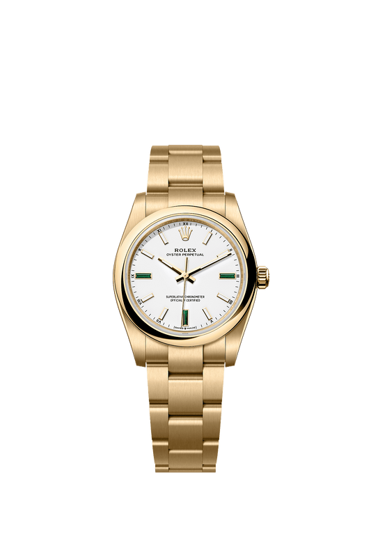 Oyster Perpetual 34 Oyster Chronometer Watch 34mm 18ct Yellow Gold White Dial Oyster Bracelet