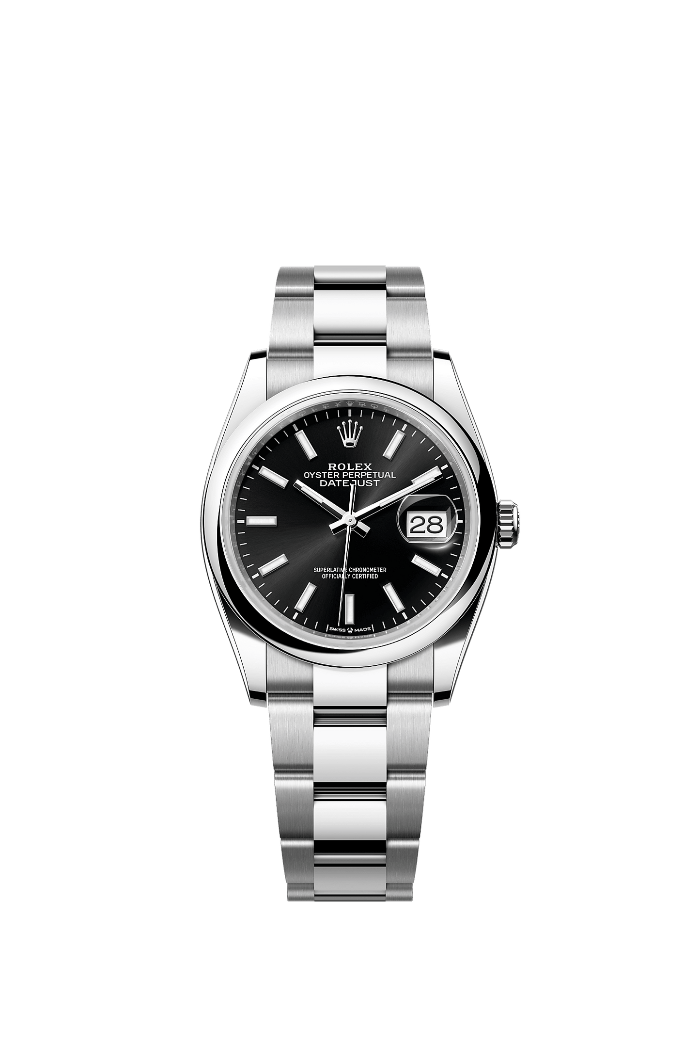 Datejust 36 Oyster Perpetual Chronometer Watch 36mm Oystersteel Bright Black Dial Oyster Bracelet