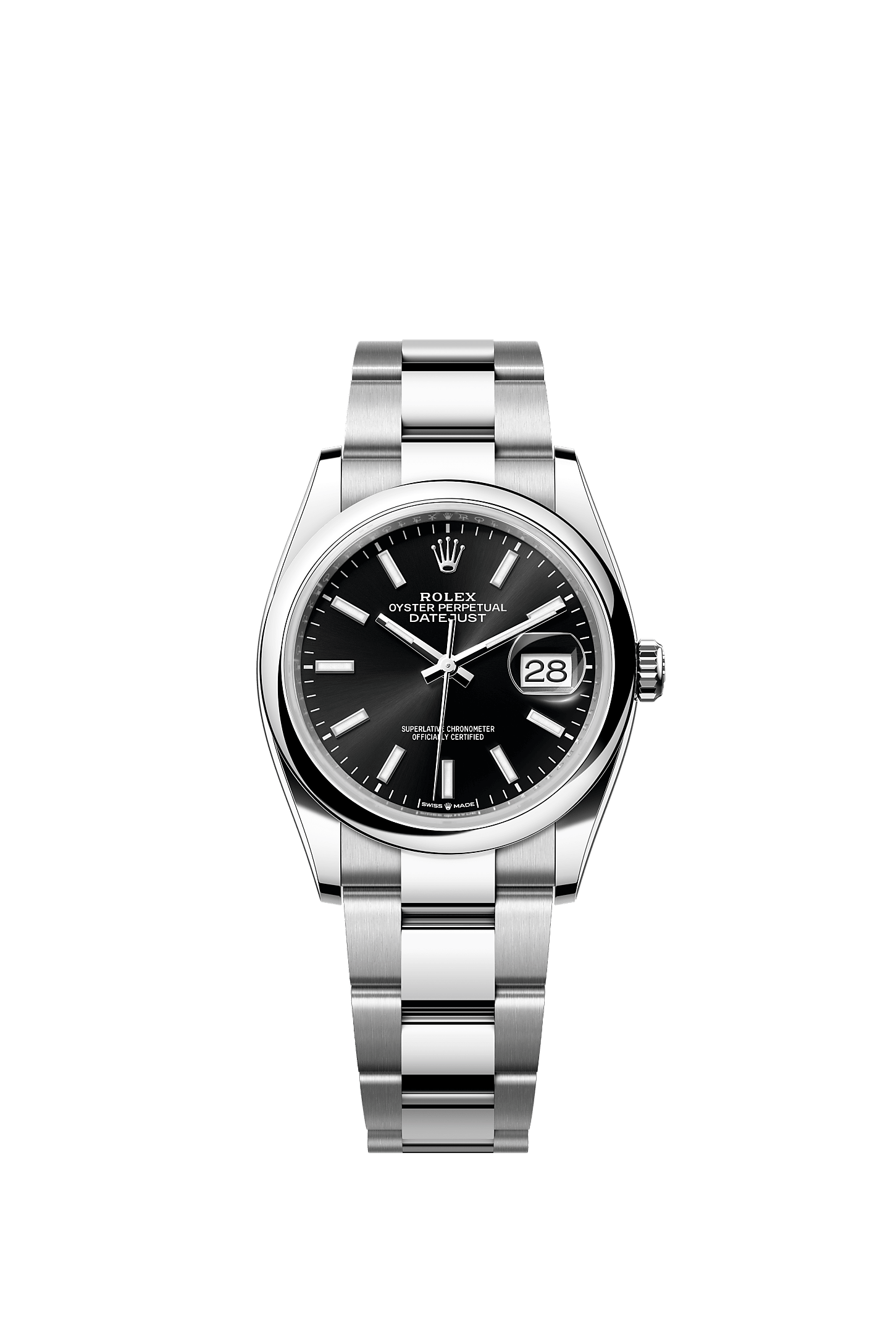 Datejust 36 Oyster Perpetual Chronometer Watch 36mm Oystersteel Bright Black Dial Oyster Bracelet