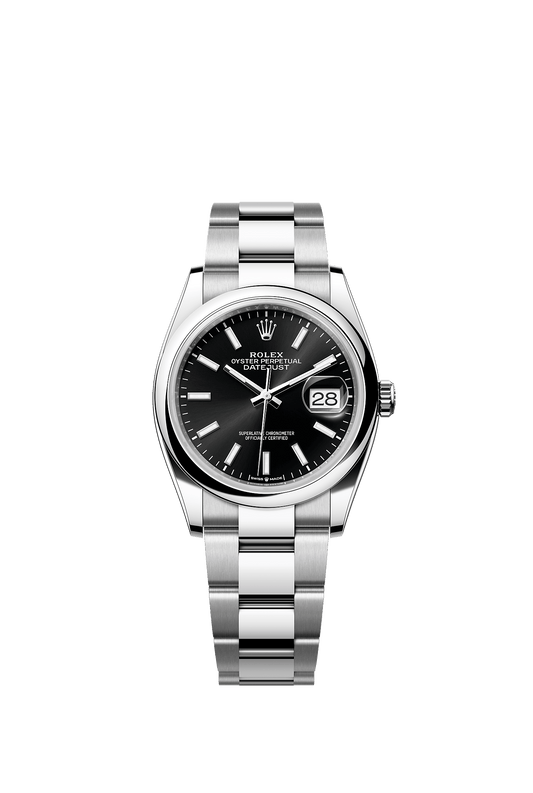 Datejust 36 Oyster Perpetual Chronometer Watch 36mm Oystersteel Bright Black Dial Oyster Bracelet