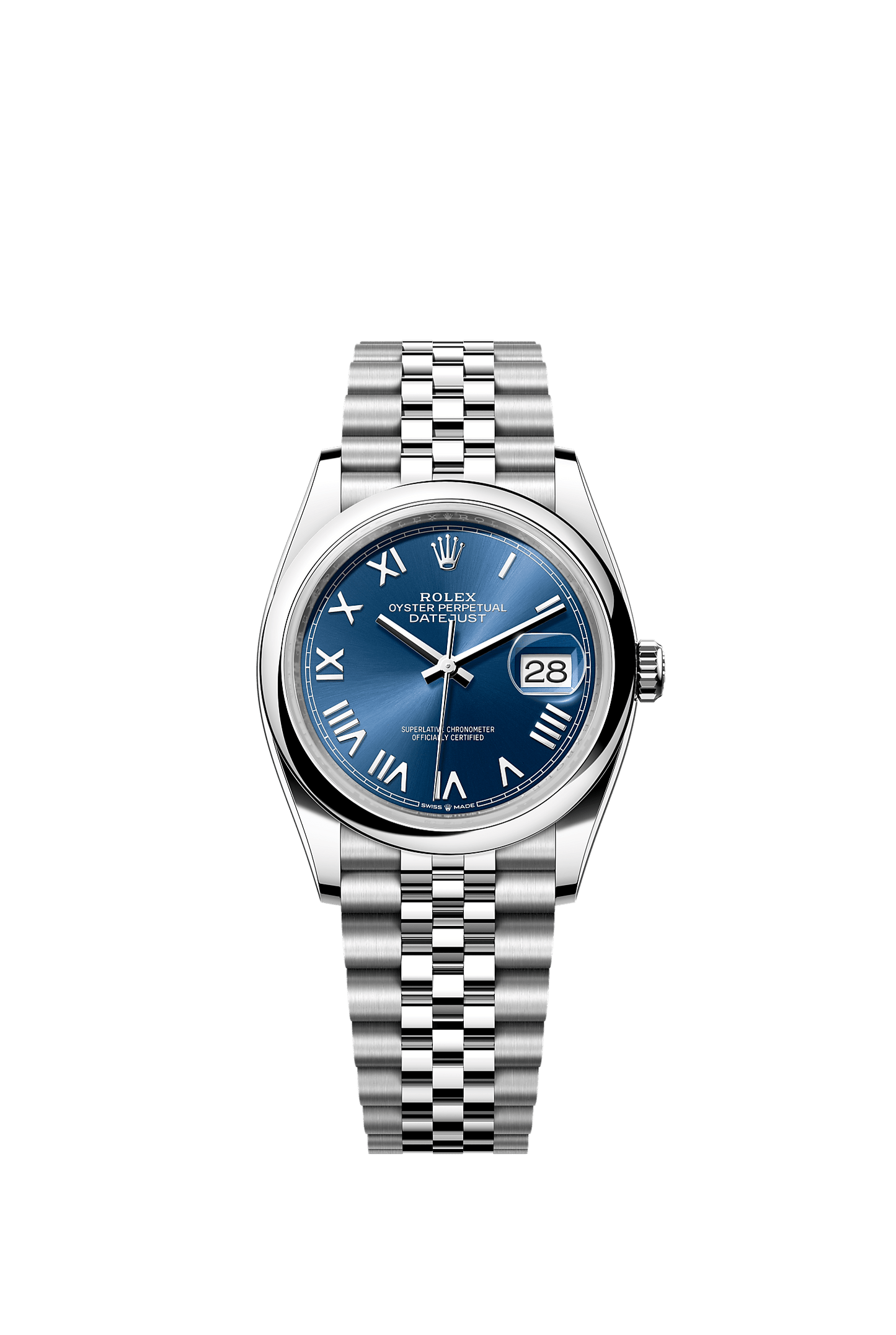 Datejust 36 Oyster Perpetual Chronometer Watch 36mm Oystersteel Bright Blue Dial Jubilee Bracelet