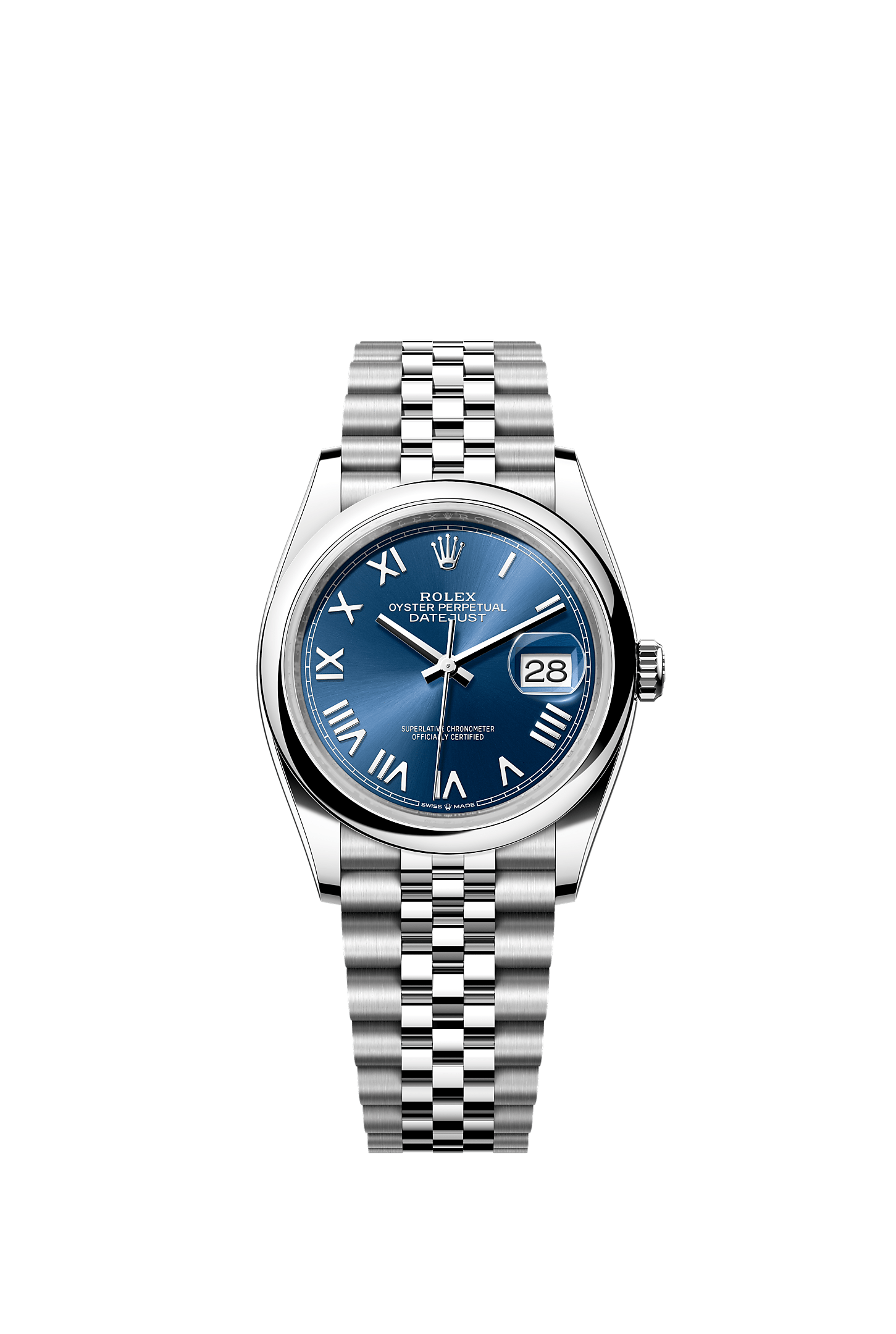 Datejust 36 Oyster Perpetual Chronometer Watch 36mm Oystersteel Bright Blue Dial Jubilee Bracelet