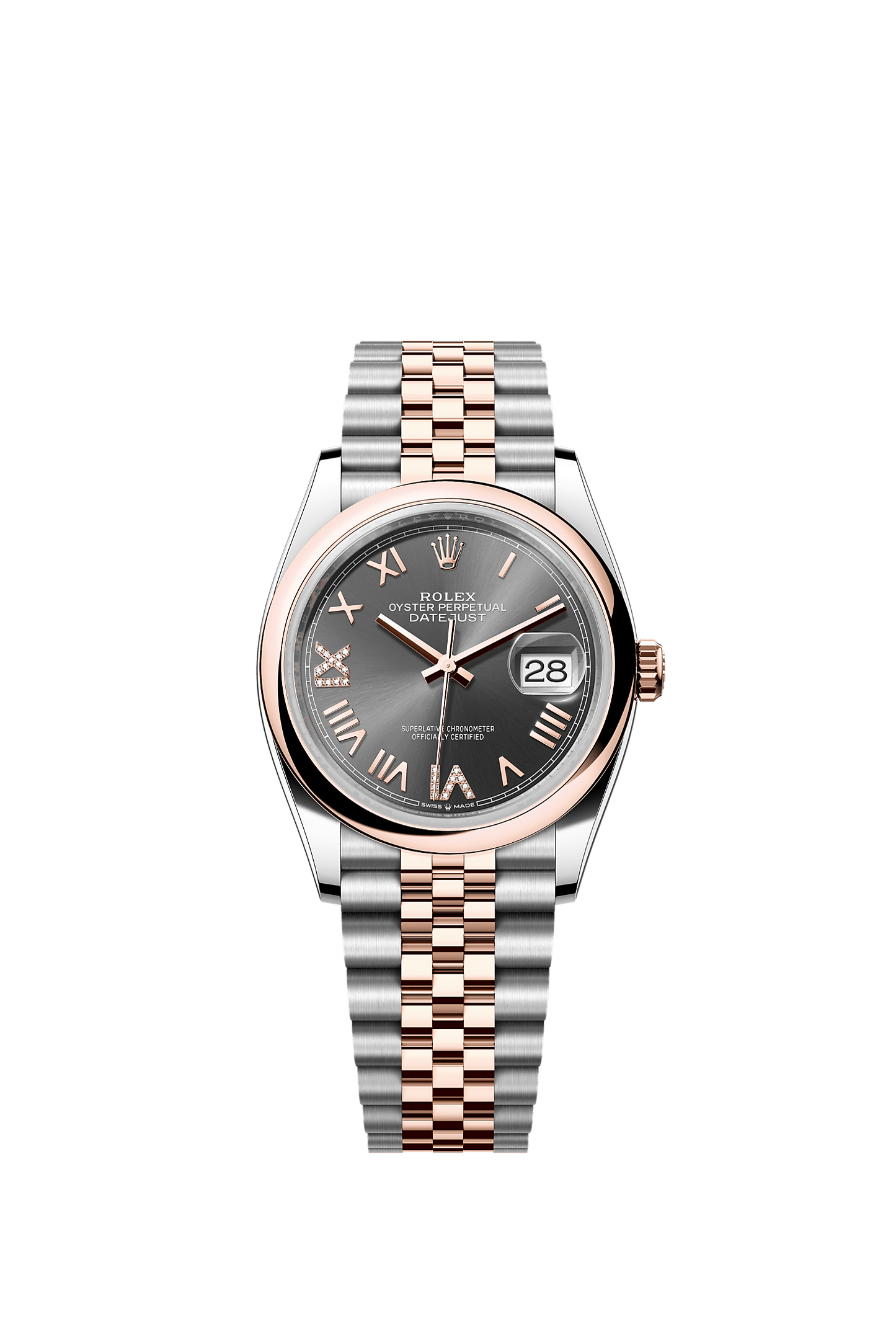 Datejust 36 36mm Oystersteel Everose Gold Slate Diamond Dial Jubilee Bracelet Self-Winding Watch