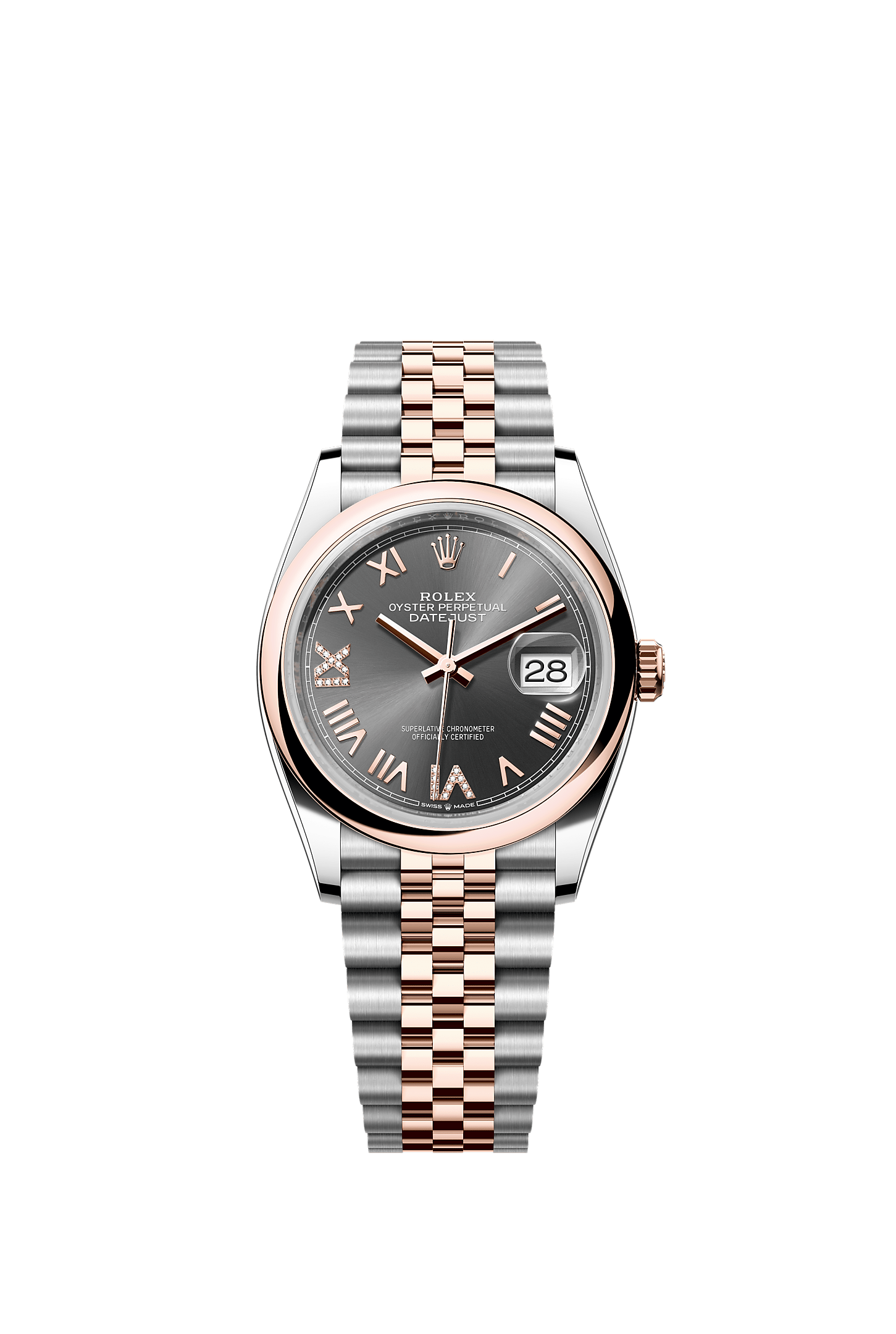 Datejust 36 36mm Oystersteel Everose Gold Slate Diamond Dial Jubilee Bracelet Self-Winding Watch