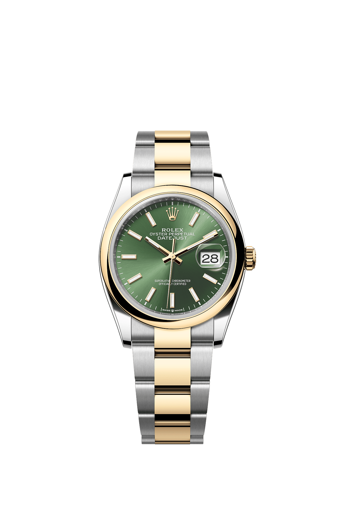 Datejust 36 Oystersteel Yellow Gold Olive Green Dial Oyster Bracelet 36mm Self-Winding Watch