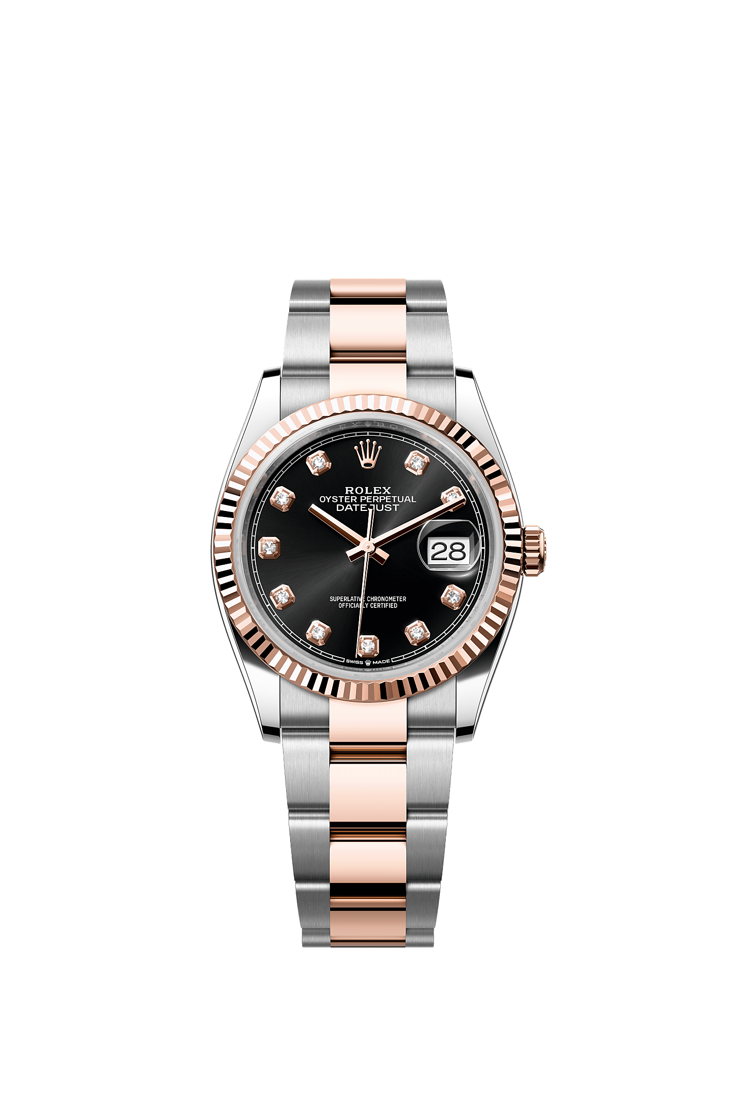 Datejust 36 36mm Oystersteel Everose Gold Black Diamond Dial Oyster Bracelet Self-Winding Watch