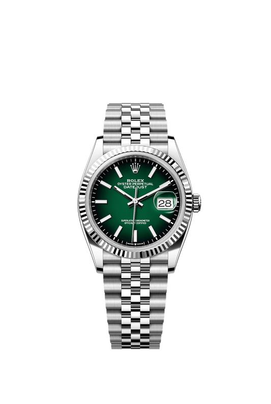Datejust 36 Oyster Perpetual Chronometer Watch 36mm Oystersteel White Gold Green Ombré Dial Jubilee Bracelet
