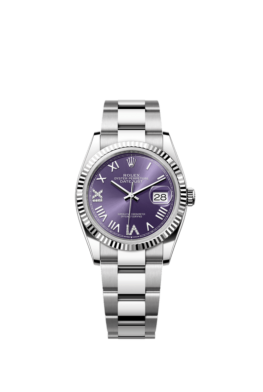 Datejust 36 36mm Oystersteel White Gold Aubergine Diamond Dial Oyster Bracelet Self-Winding Watch