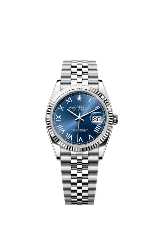 Datejust 36 Oyster Perpetual Chronometer Watch 36mm Oystersteel White Gold Bright Blue Dial Jubilee Bracelet