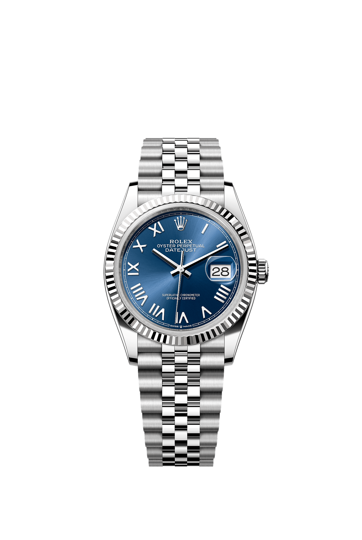 Datejust 36 36mm Oystersteel White Gold Bright Blue Dial Sunray Finish Jubilee Bracelet Self-Winding Watch