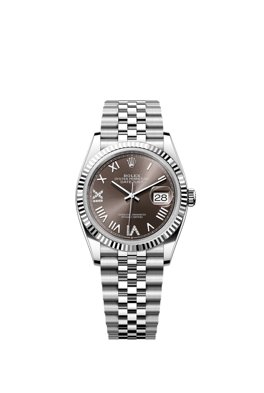 Datejust 36 Oystersteel White Gold Dark Grey Diamond Dial Fluted Bezel Jubilee Bracelet 36mm Self-Winding Watch