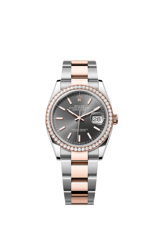 Datejust 36 Oystersteel Everose Gold Slate Diamond Dial Diamond-Set Bezel Oyster Bracelet 36mm Self-Winding Watch