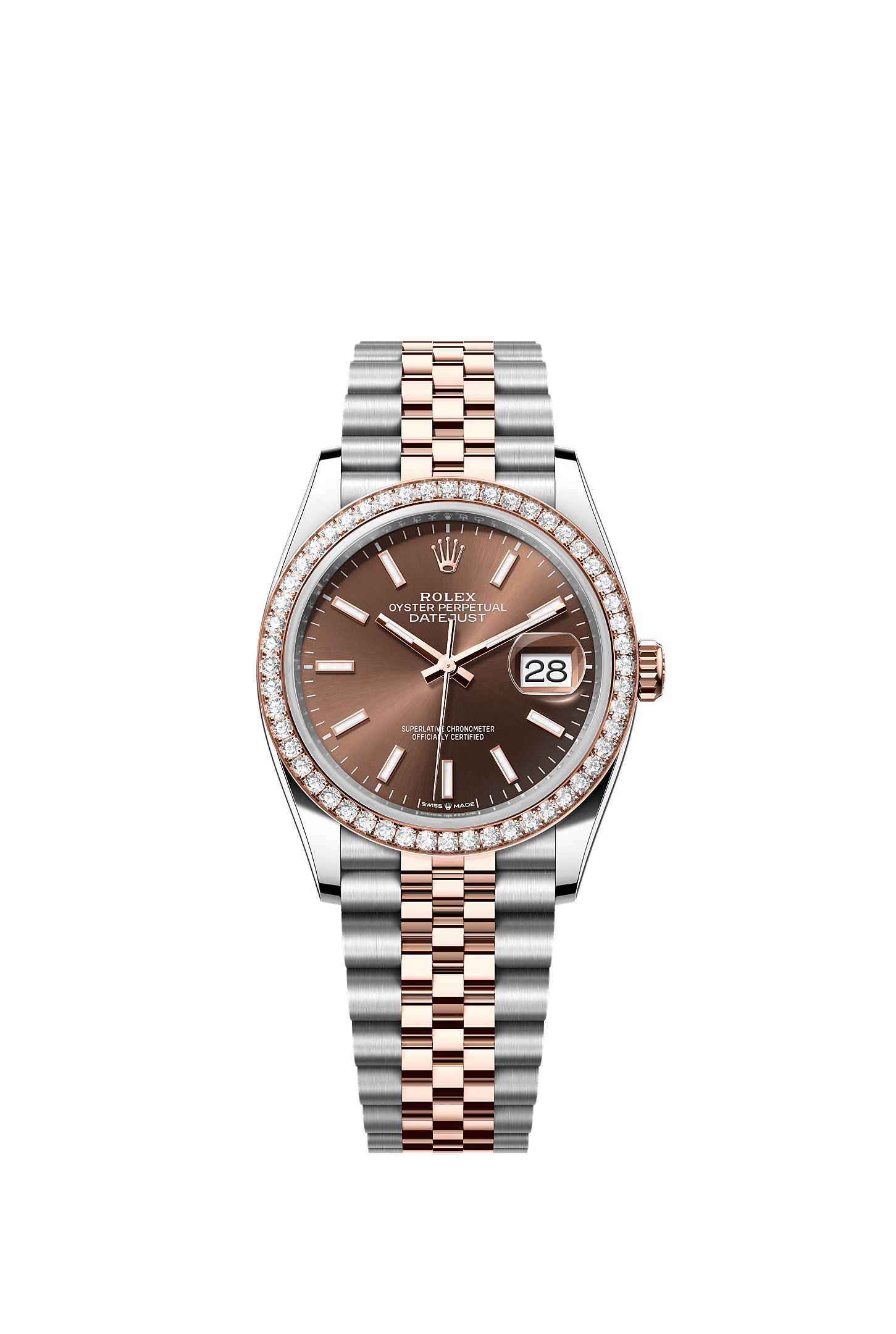 Datejust 36 36mm Oystersteel Everose Gold Chocolate Diamond Dial Jubilee Bracelet Self-Winding Watch