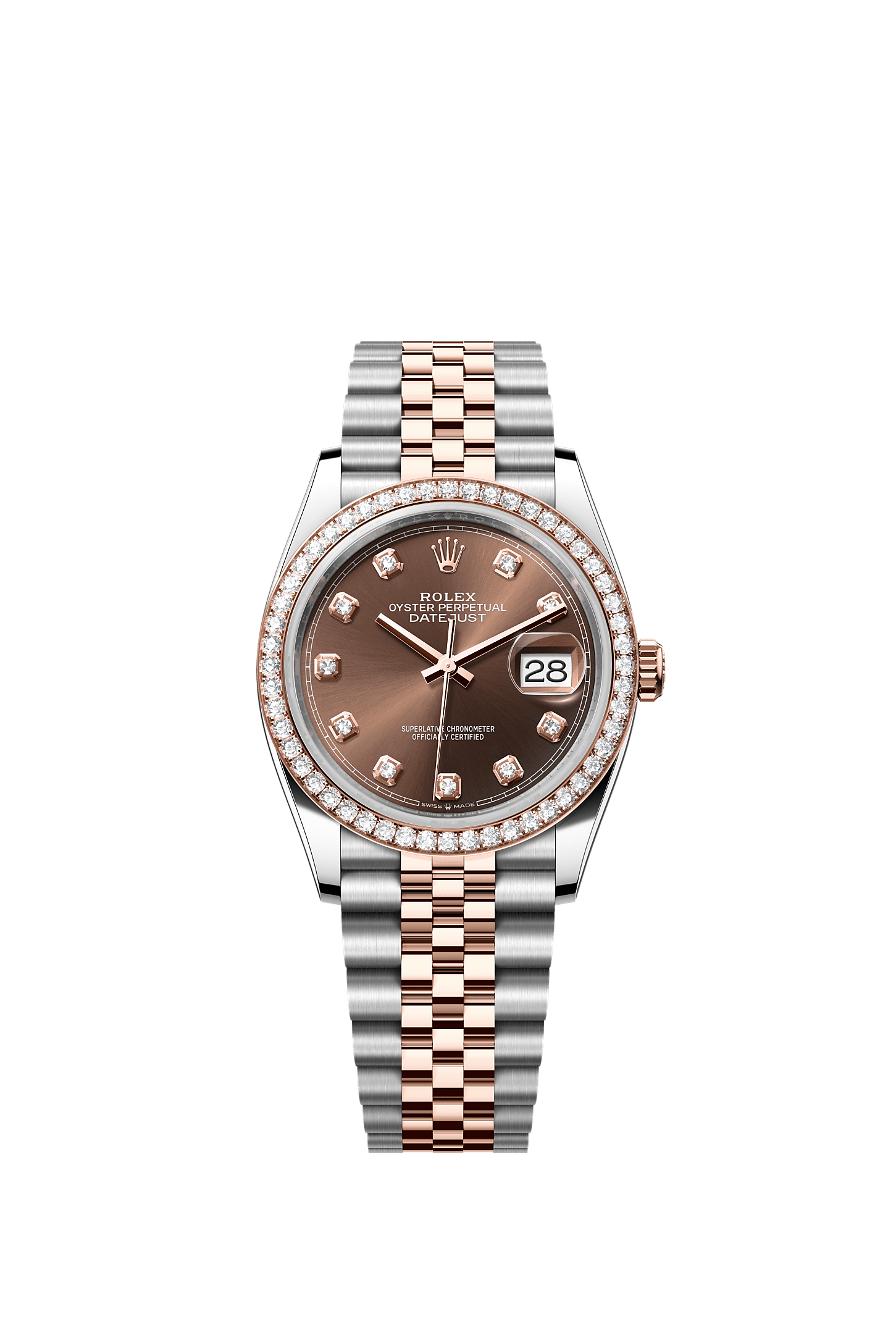 Datejust 36 36mm Oystersteel Everose Gold Chocolate Diamond Dial Jubilee Bracelet Self-Winding Watch