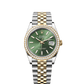 Datejust 36 Oystersteel Yellow Gold Olive Green Diamond Dial Diamond Bezel Jubilee Bracelet 36mm Self-Winding Watch