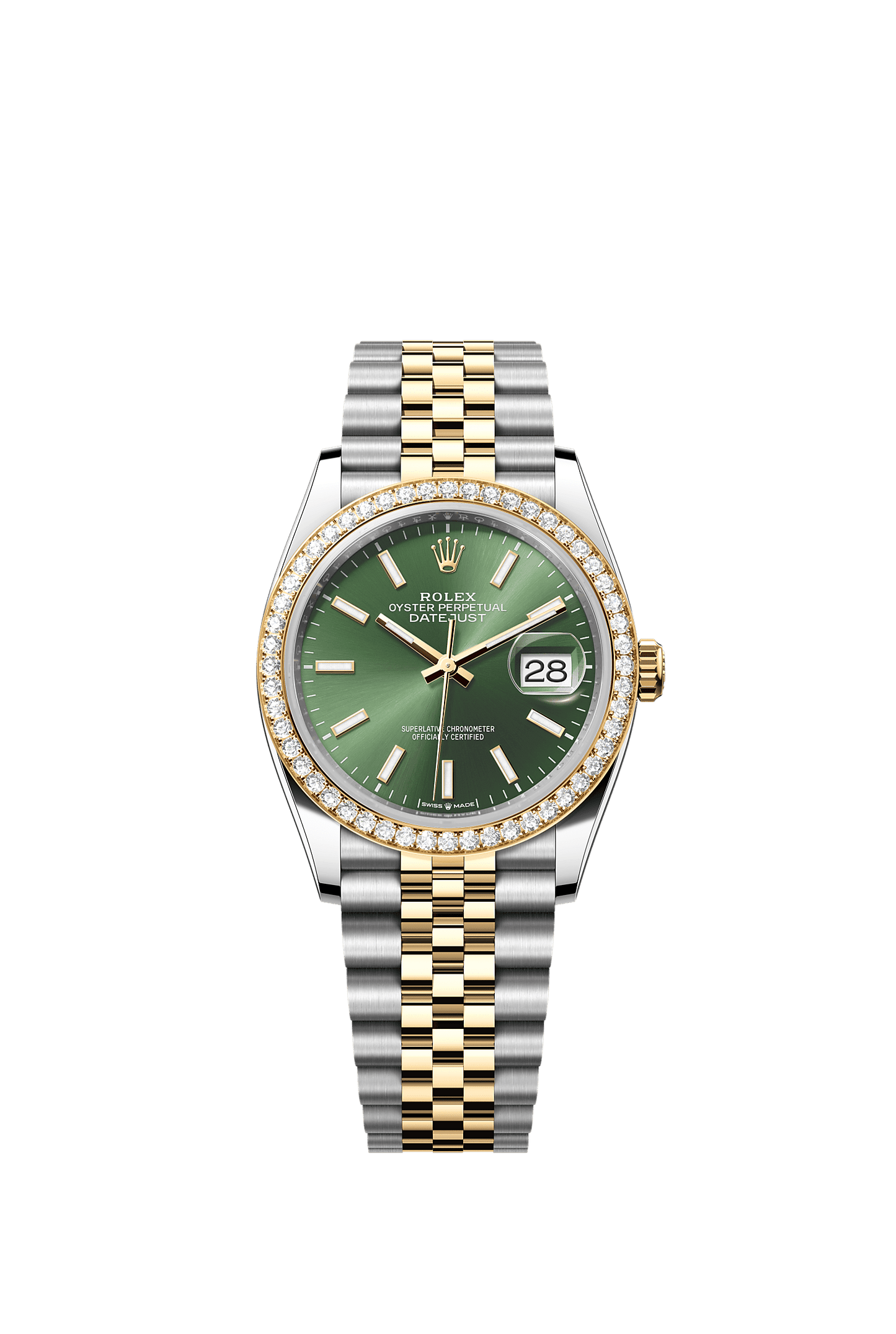 Datejust 36 36mm Oystersteel Yellow Gold Olive Green Diamond Dial Jubilee Bracelet Self-Winding Watch