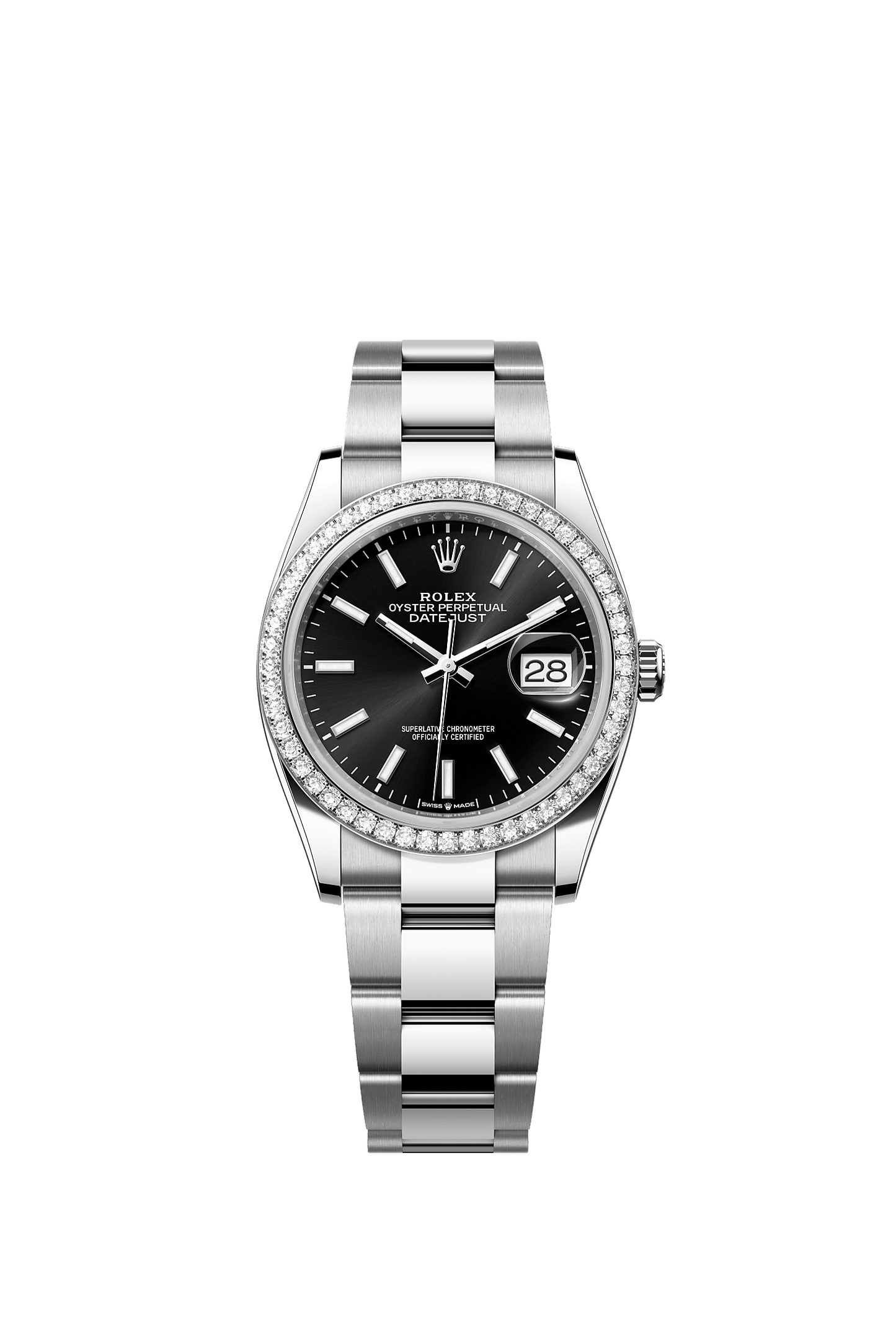 Datejust 36 36mm Oystersteel White Gold Bright Black Diamond Dial Diamond Bezel Oyster Bracelet Self-Winding Watch
