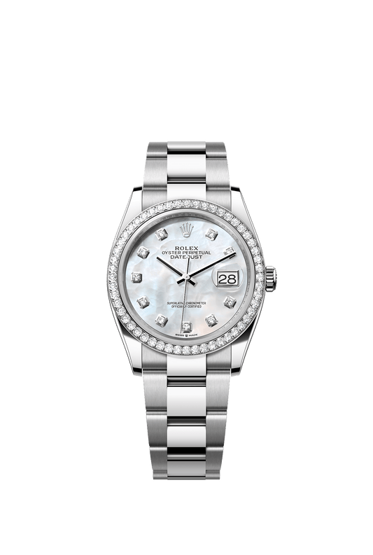 Datejust 36 Oystersteel White Gold Diamond Bezel White Mother-Of-Pearl Dial Oyster Bracelet 36mm Self-Winding Watch
