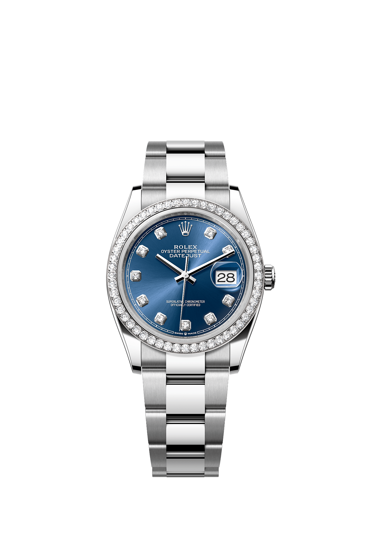 Datejust 36 36mm Oystersteel White Gold Bright Blue Diamond Dial Oyster Bracelet Self-Winding Watch