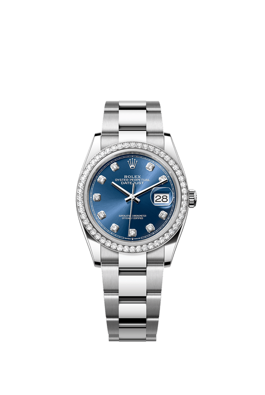 Datejust 36 36mm Oystersteel White Gold Bright Blue Diamond Dial Oyster Bracelet Self-Winding Watch