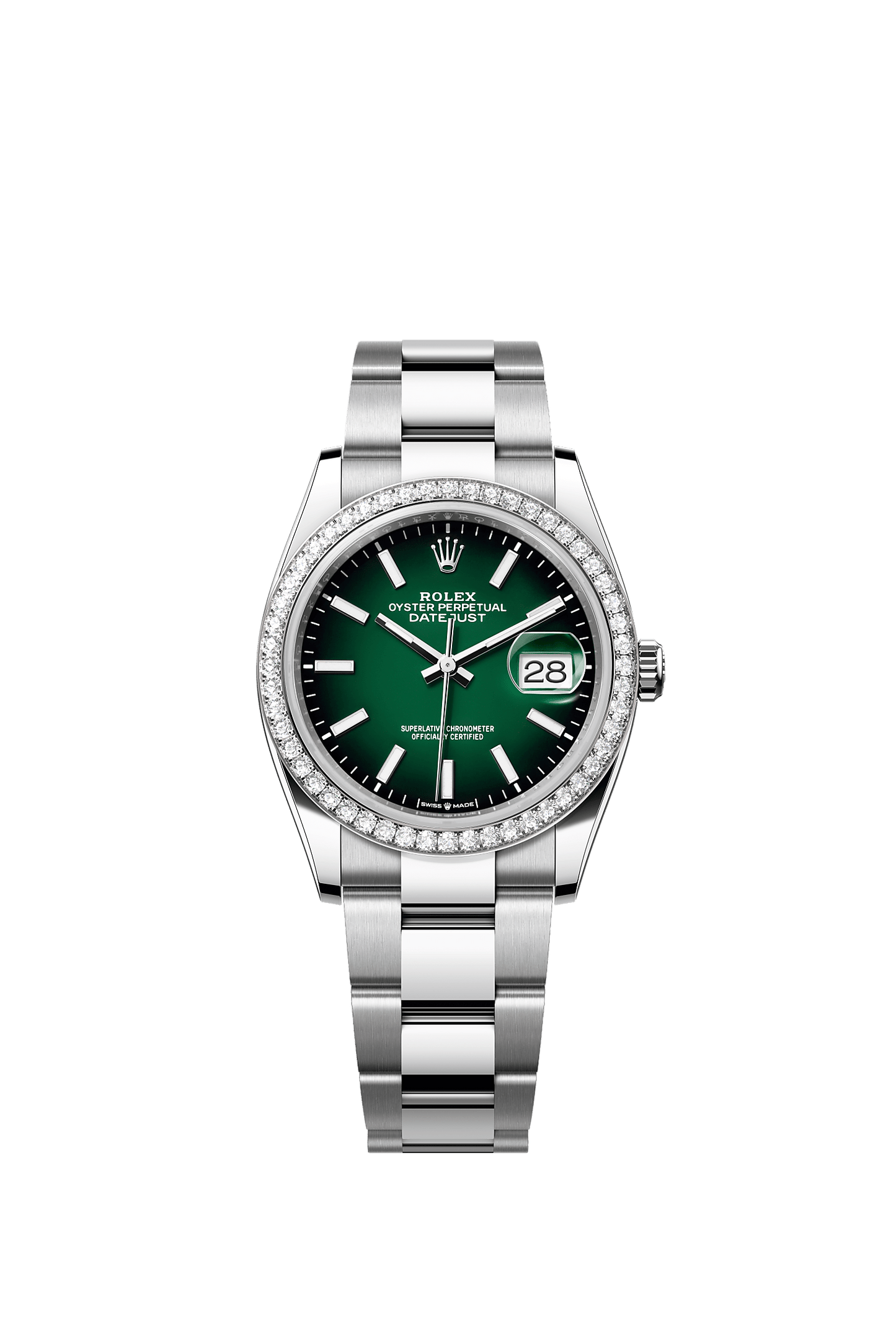 Datejust 36 Oystersteel White Gold Green Ombré Diamond Dial Oyster Bracelet 36mm Self-Winding Watch
