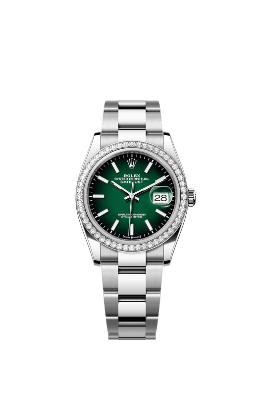 Datejust 36 Oystersteel White Gold Green Ombré Diamond Dial Oyster Bracelet 36mm Self-Winding Watch