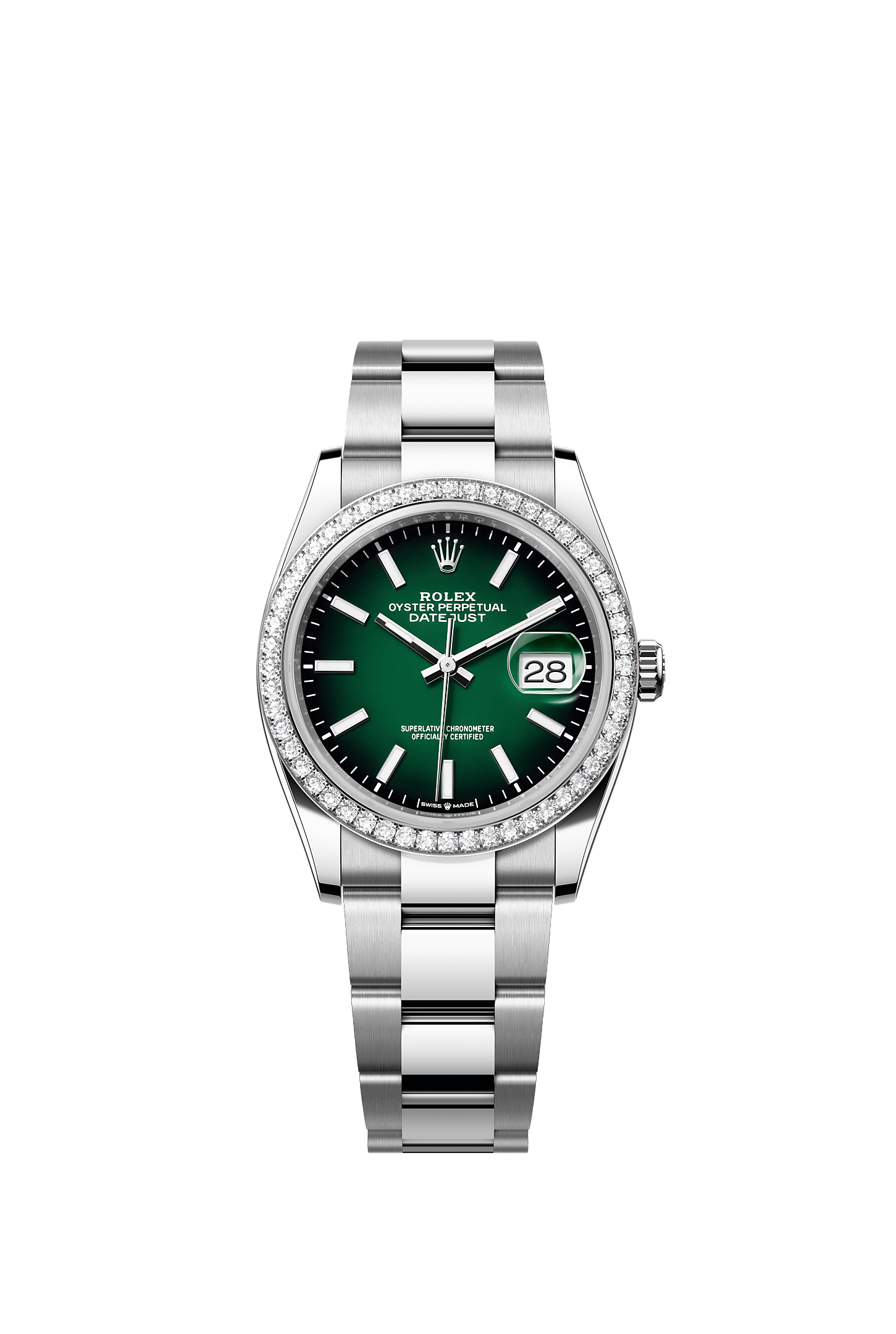 Datejust 36 36mm Oystersteel White Gold Green Ombré Diamond Dial Oyster Bracelet Self-Winding Watch
