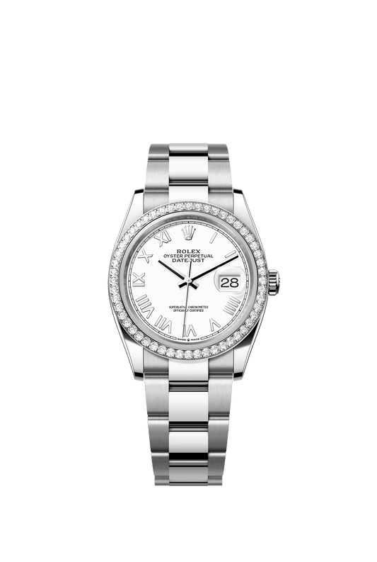 Datejust 36 Oystersteel White Gold White Lacquer Diamond Dial Diamond Bezel Oyster Bracelet 36mm Self-Winding Watch