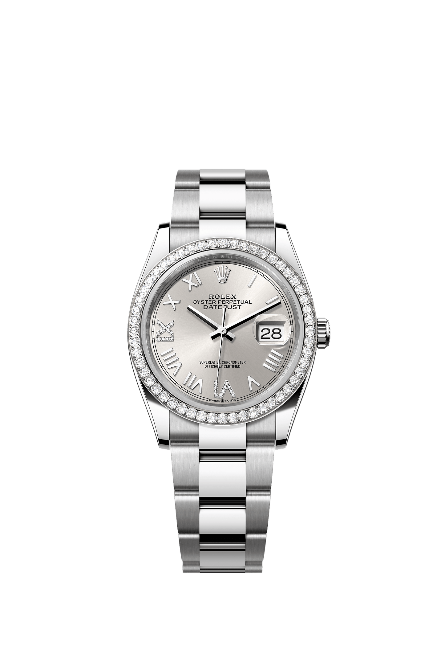 Datejust 36 36mm Oystersteel White Gold Silver Diamond Dial Oyster Bracelet Self-Winding Watch
