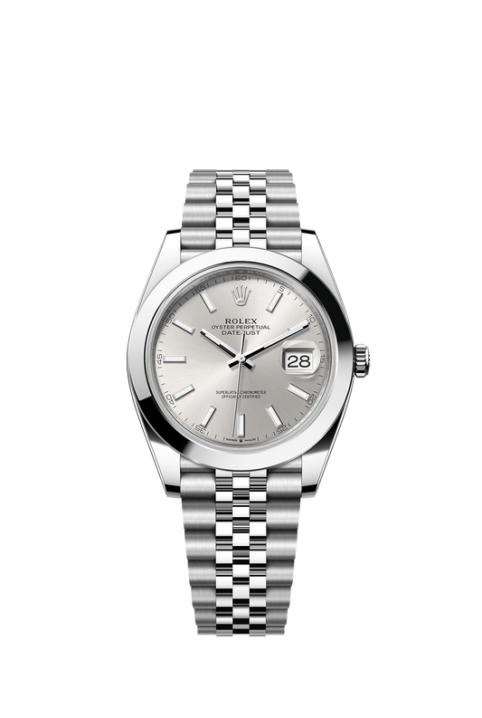 ساعة Datejust 41 بقطر 41 مم من الفولاذ Oystersteel، ميناء فضي وسوار جوبيلي، ذاتية التعبئة