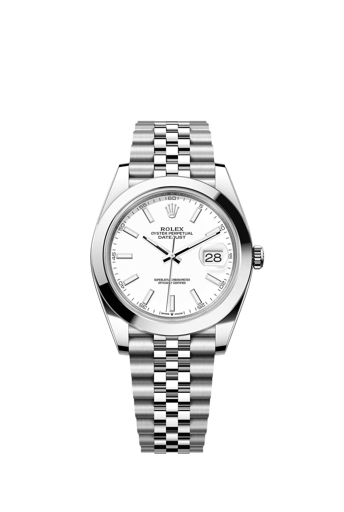 Datejust 41 41mm Oystersteel White Dial Smooth Bezel Jubilee Bracelet Self-Winding Watch