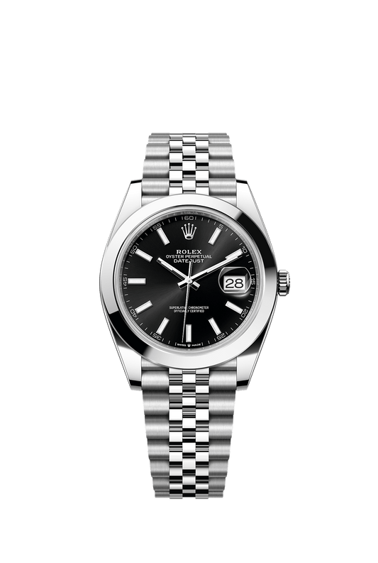 ساعة Datejust 41 بقطر 41 مم من فولاذ Oystersteel، ميناء أسود لامع، وسوار Jubilee، ذاتية التعبئة