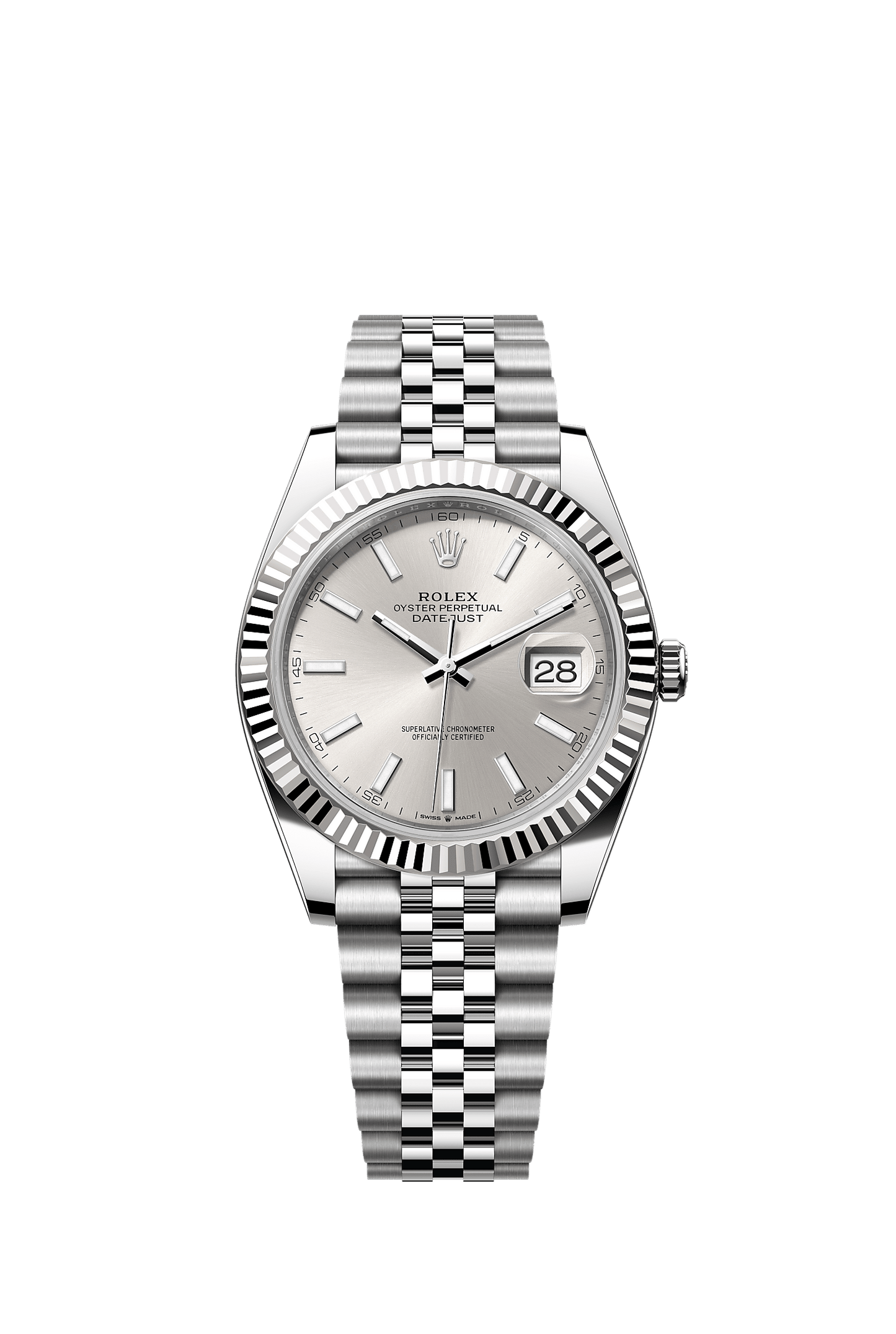 Datejust 41 41mm Oystersteel White Gold Silver Dial Fluted Bezel Jubilee Bracelet Self-Winding Watch