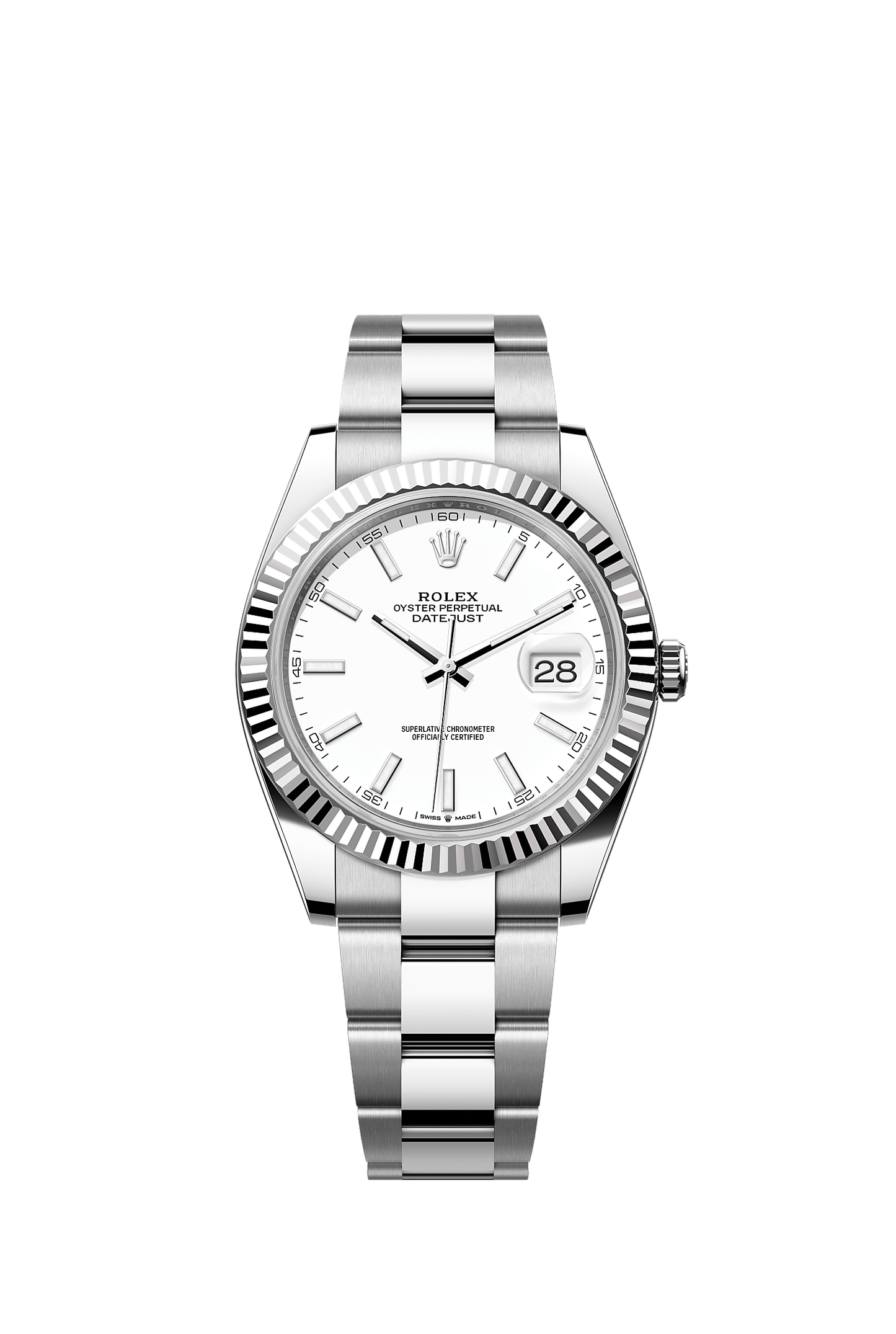 Datejust 41 41mm Oystersteel White Gold White Dial Fluted Bezel Oyster Bracelet Self-Winding Watch
