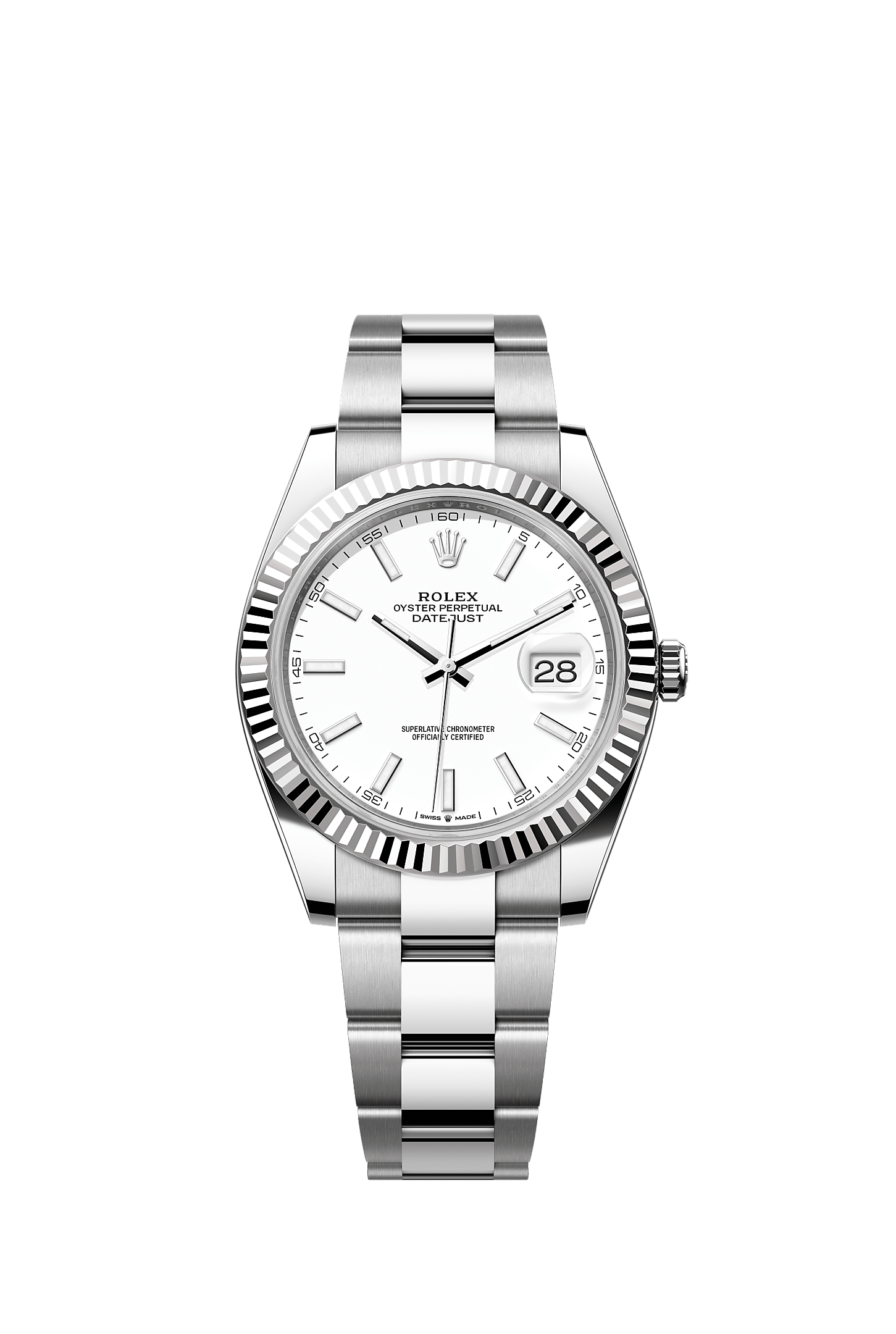 Datejust 41 41mm Oystersteel White Gold White Dial Fluted Bezel Oyster Bracelet Self-Winding Watch