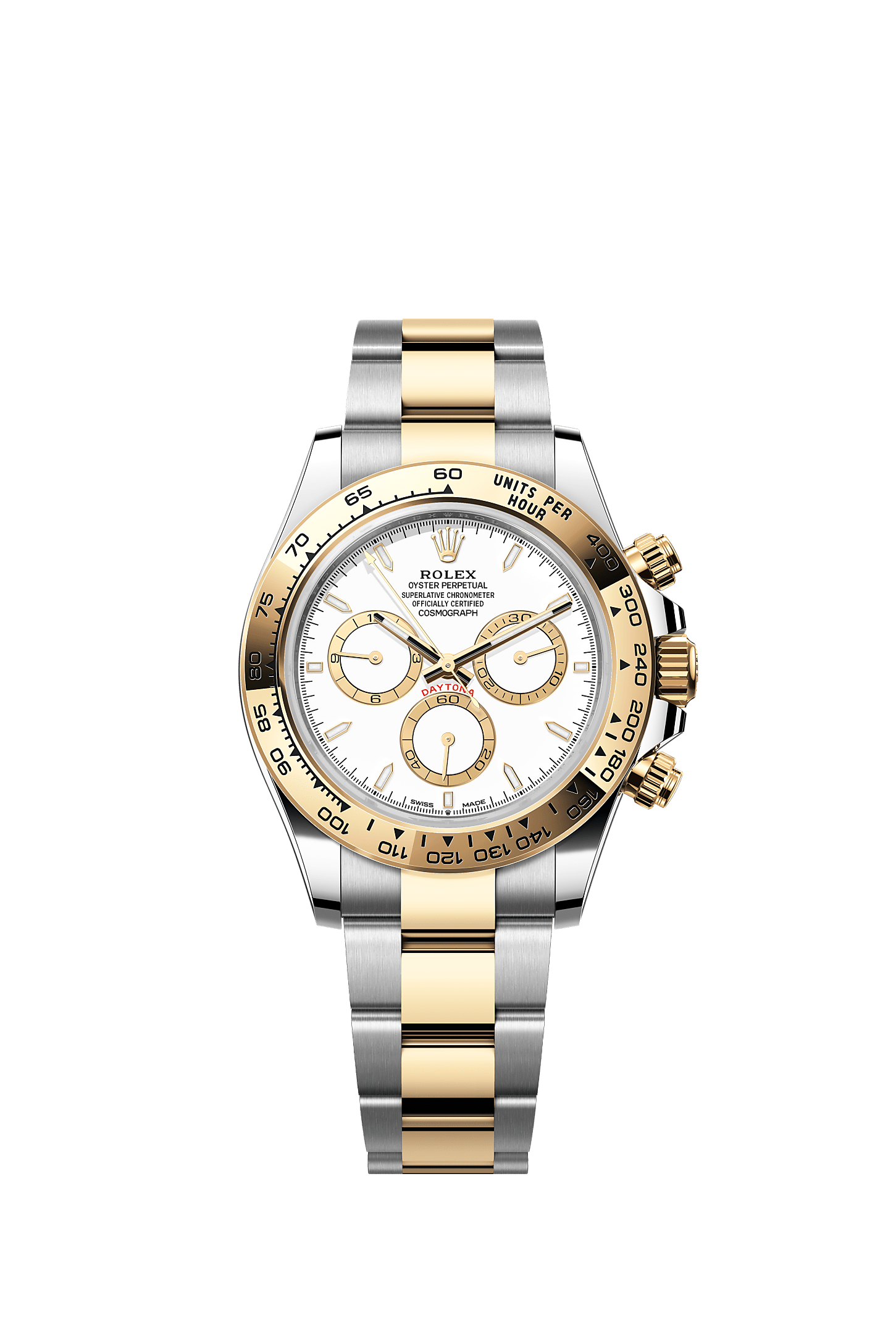 Cosmograph Daytona 40mm Oystersteel Yellow Gold White Dial Oyster Bracelet Self-Winding Watch