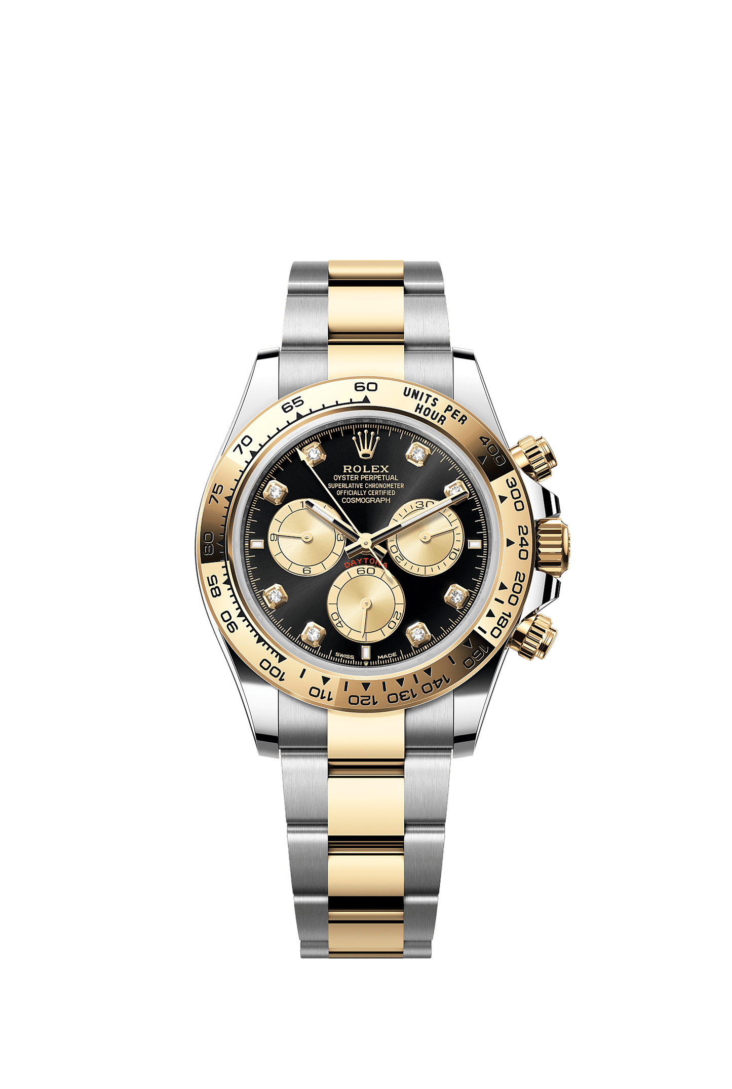 Cosmograph Daytona 40mm Oystersteel Yellow Gold Bright Black Diamond Dial Oyster Bracelet Self-Winding Watch