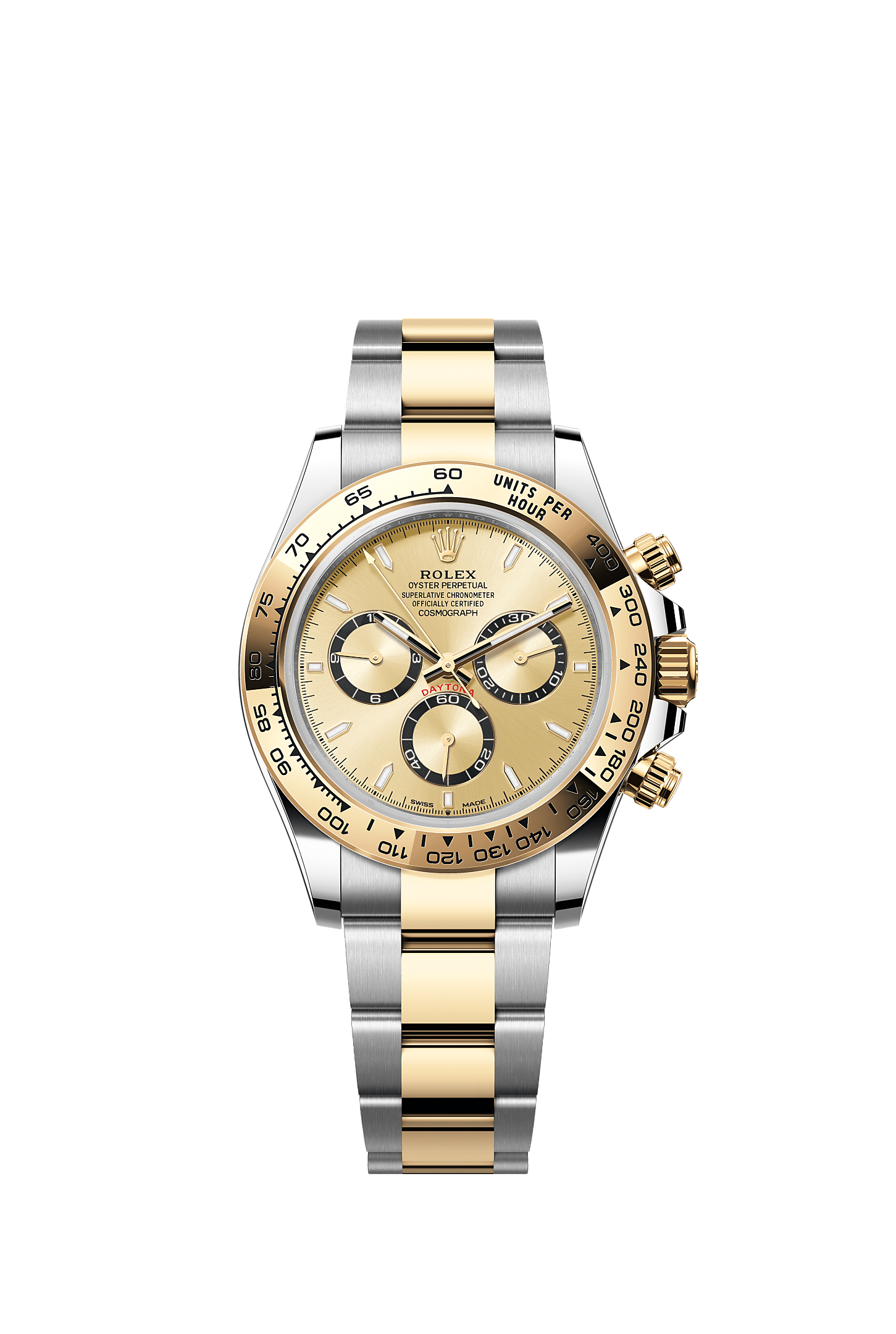 Cosmograph Daytona 40mm Oystersteel Yellow Gold Golden Dial Black Counter Rings Oyster Bracelet Self-Winding Watch