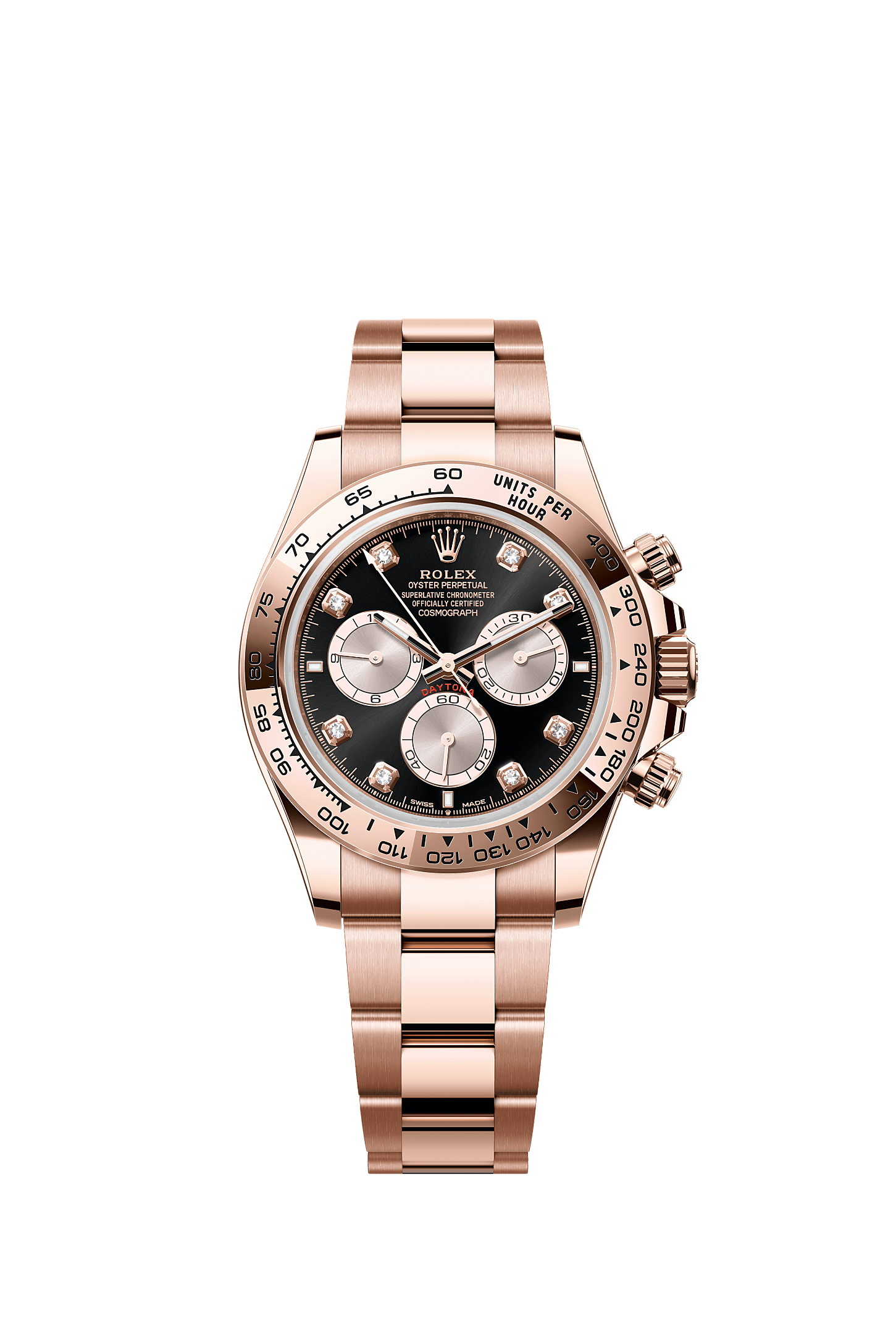 Cosmograph Daytona Oyster Chronograph Watch 40mm 18ct Everose Gold Bright Black Sundust Diamond Dial