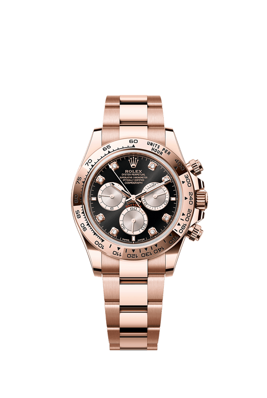Cosmograph Daytona Oyster Chronograph Watch 40mm 18ct Everose Gold Bright Black Sundust Diamond Dial