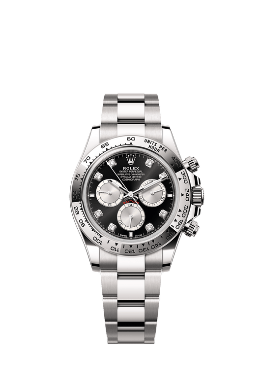 Cosmograph Daytona Oyster Chronograph Watch 40mm 18ct White Gold Bright Black Steel Dial