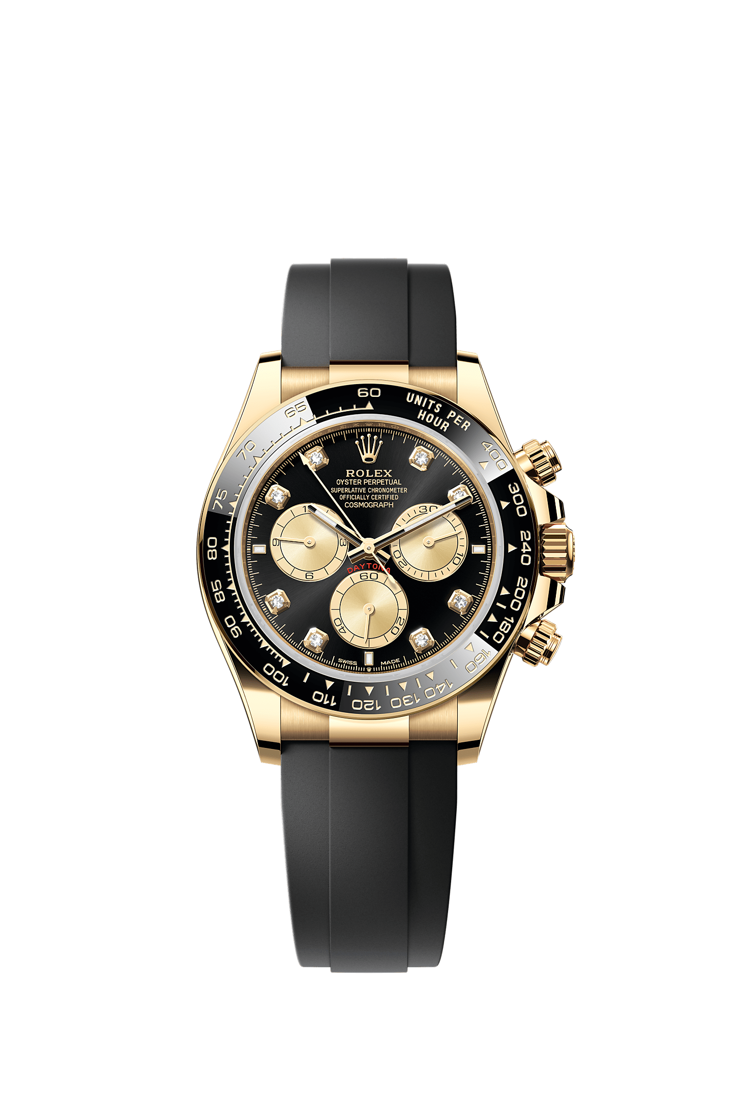Cosmograph Daytona Oyster Chronograph Watch 40mm 18ct Yellow Gold Bright Black Diamond Dial