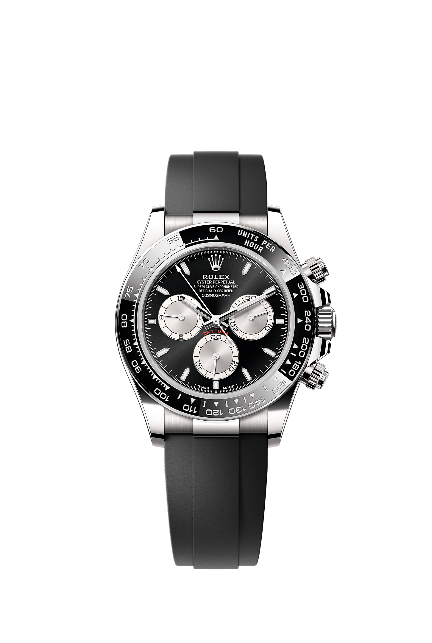 Cosmograph Daytona Oyster Chronograph Watch 40mm 18ct White Gold Bright Black Steel Dial