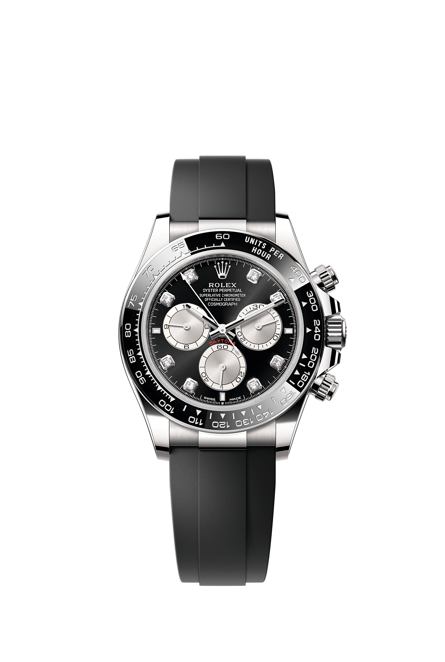 Cosmograph Daytona Oyster Chronograph Watch 40mm 18ct White Gold Bright Black Diamond Dial