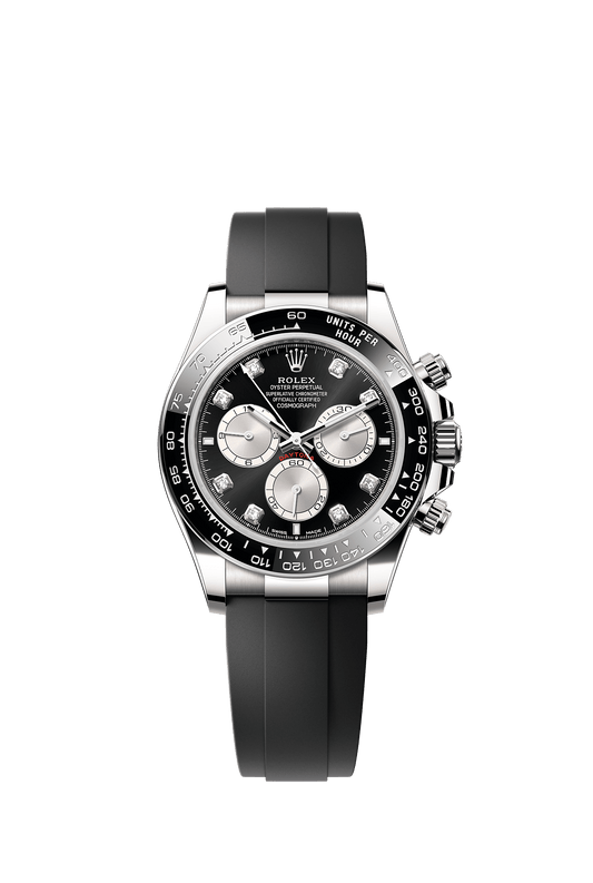Cosmograph Daytona Oyster Chronograph Watch 40mm 18ct White Gold Bright Black Diamond Dial