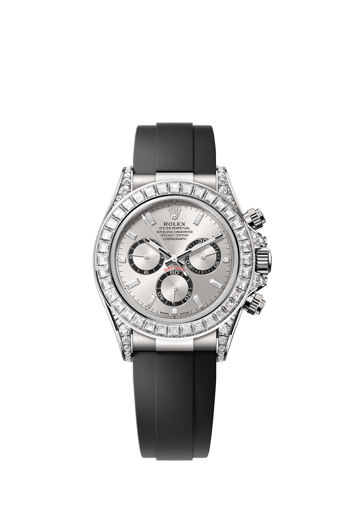 Cosmograph Daytona Oyster Chronograph Watch 40mm 18ct White Gold Diamond-Set Bezel Steel Dial