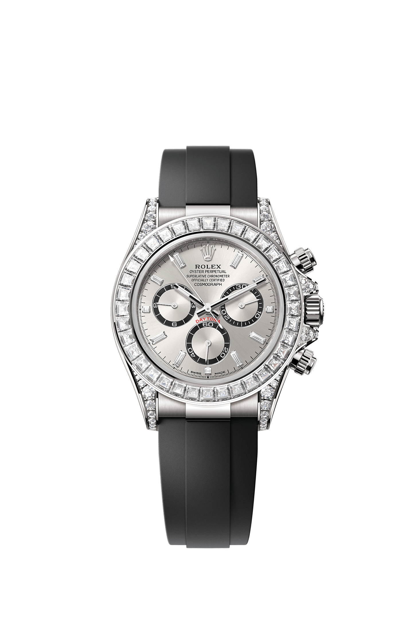 Cosmograph Daytona Oyster Chronograph Watch 40mm 18ct White Gold Diamond-Set Bezel Steel Dial